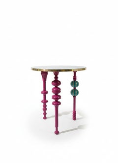 CDW reimagined Funky Fusion Lacquered Wood Side Table with Brass Top - Large