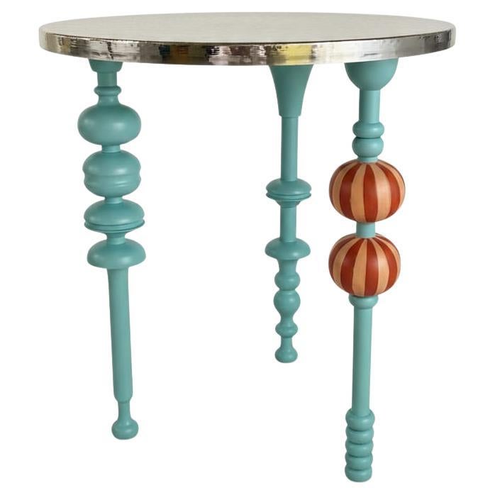 CDW reimagined Funky Fusion Lacquered Wood Side Table with Brass Top - Large