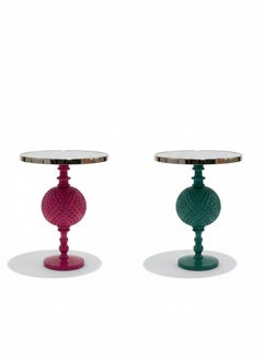 CDW reimagined Funky Fusion Lacquered Wood Side Table with Brass Top - Small