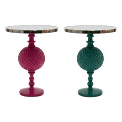 CDW reimagined Funky Fusion Lacquered Wood Side Table with Brass Top - Small