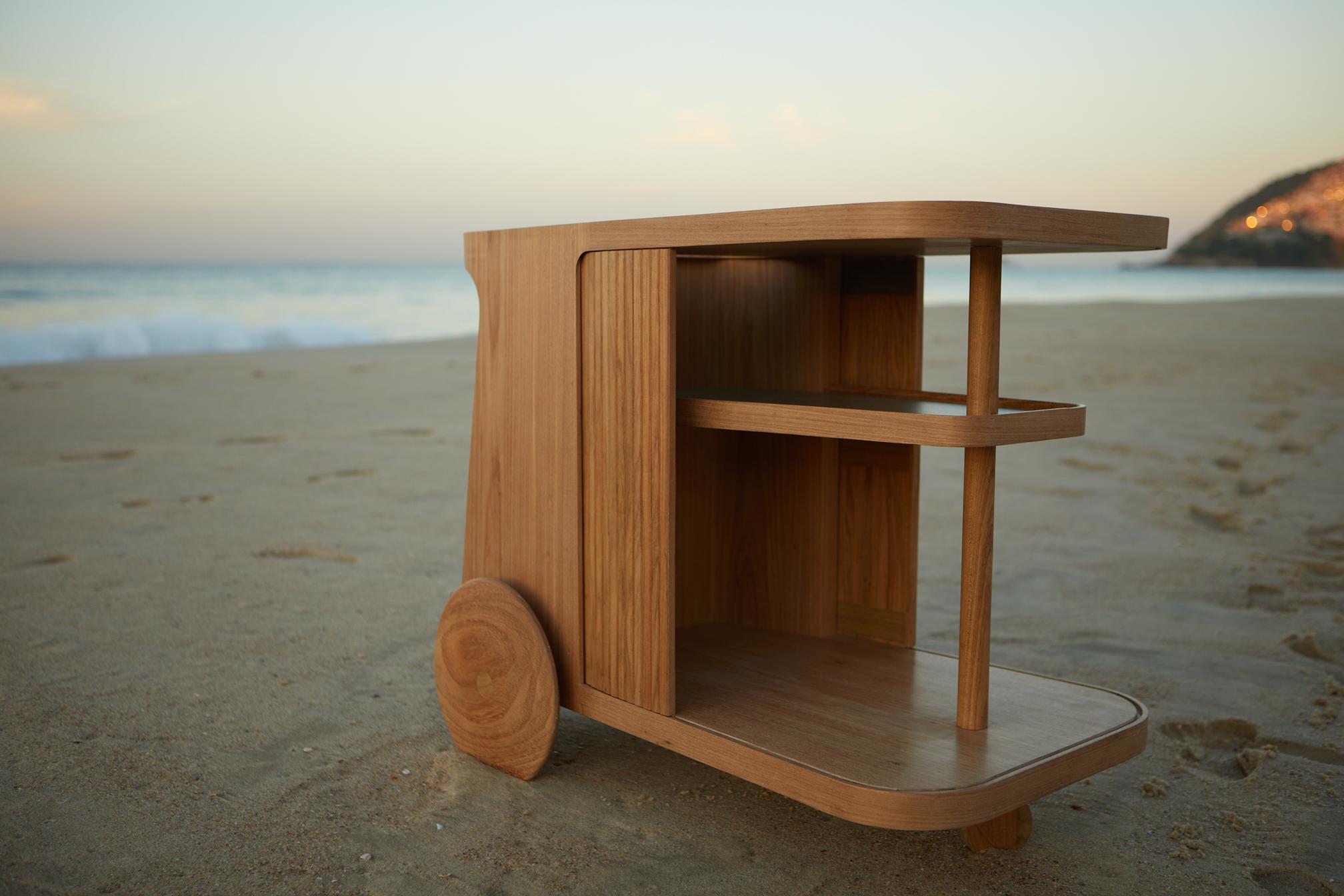 CE Bar Rolling Cart in Freijo Wood 1