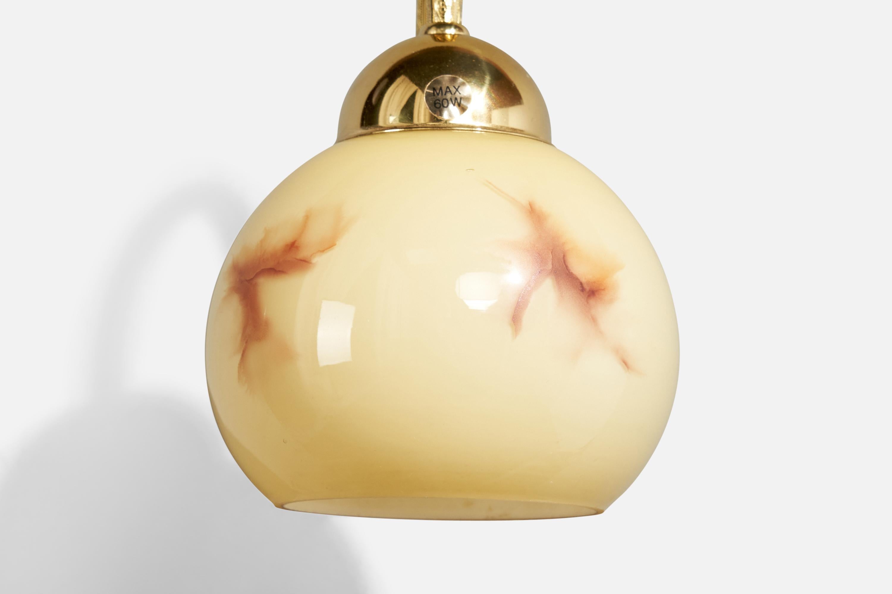 C.E. Fors, Wall Light, Brass, Glass, Sweden, 1970s For Sale 1