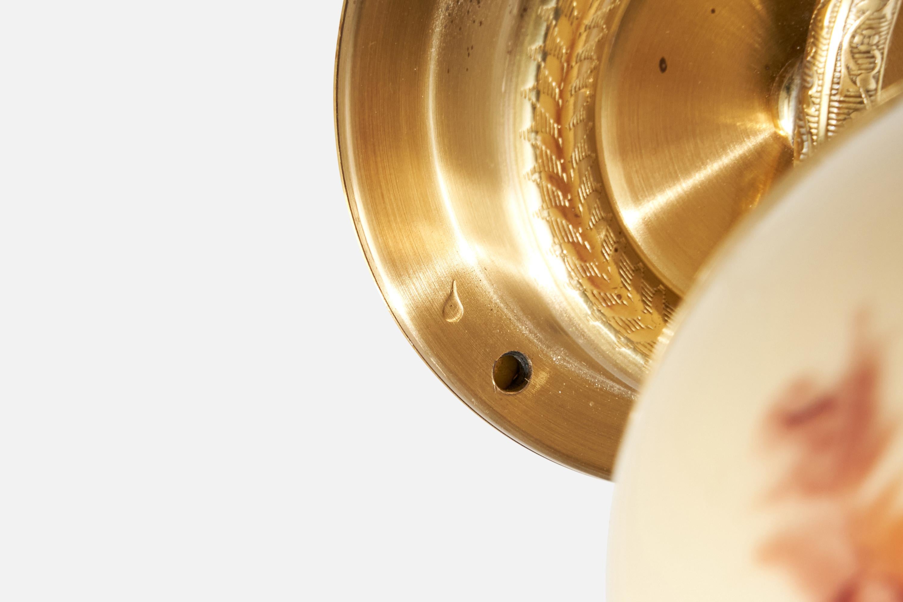 C.E. Fors, Wall Lights, Brass, Glass, Sweden, 1970s For Sale 5