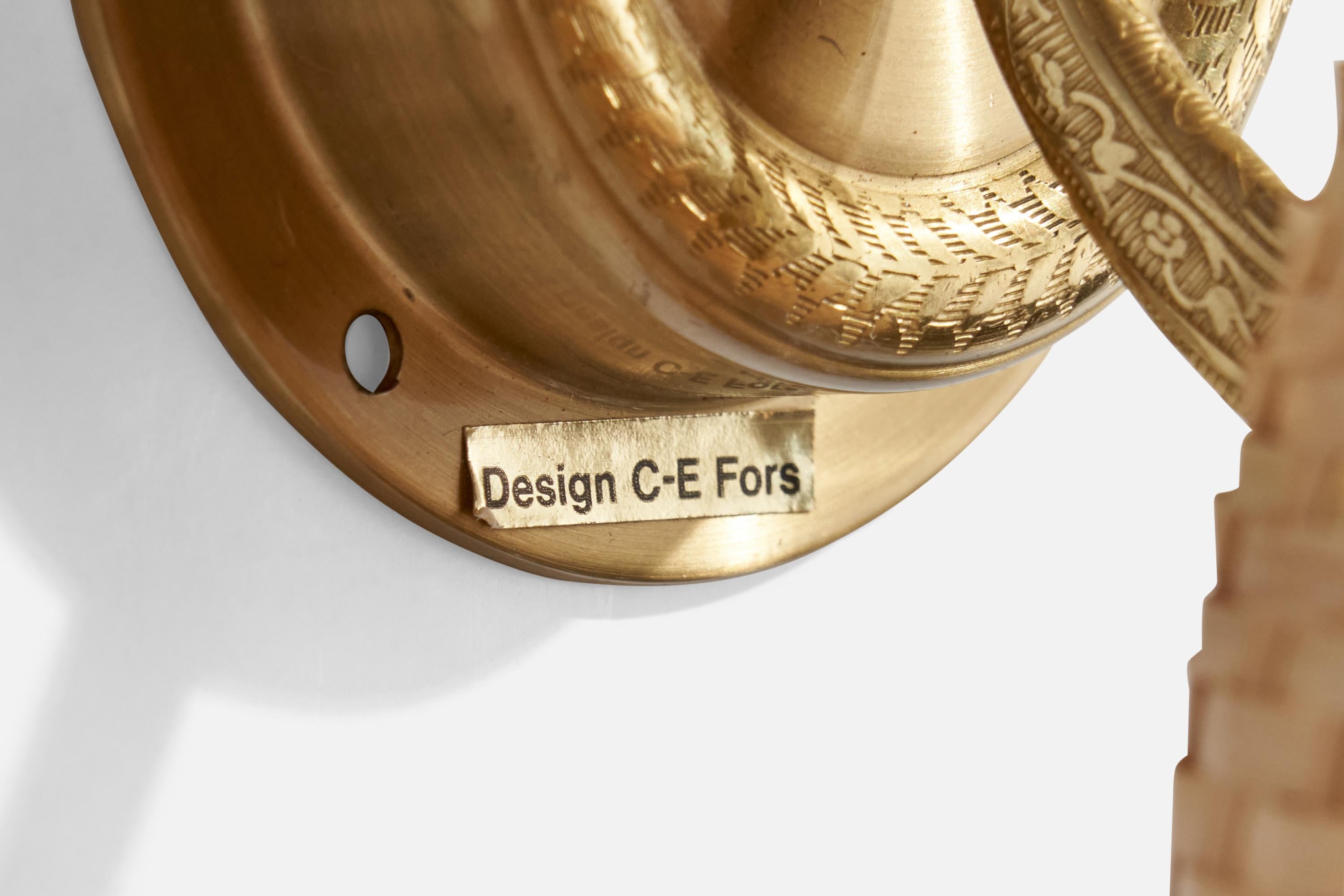 C.E. Fors, Applique, Ottone, Rattan, Svezia, anni '70 in vendita 2