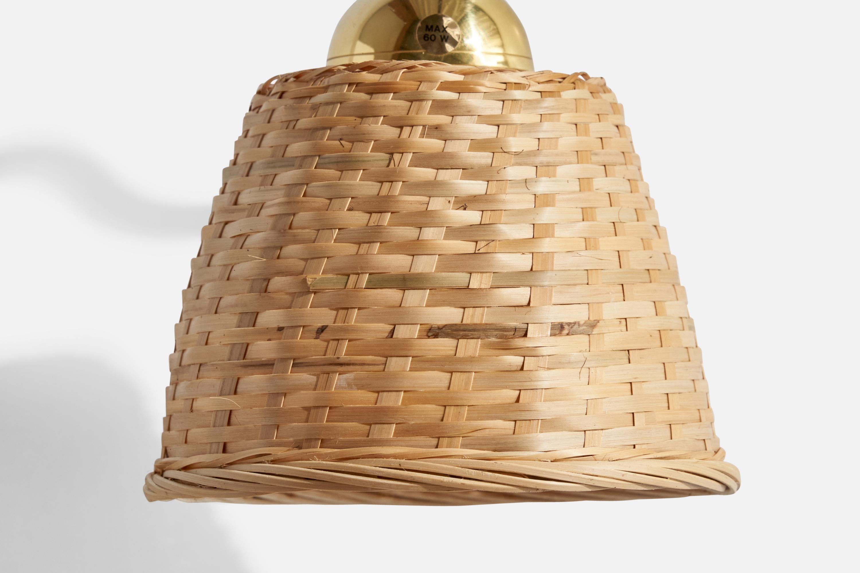 C.E. Fors, Applique, Ottone, Rattan, Svezia, anni '70 in vendita 4