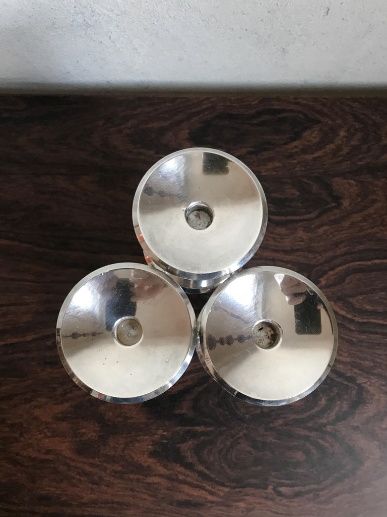 Ceasar Stoffi and Fritz Nagel Silver Plated Candleholders, 1960s For Sale 6
