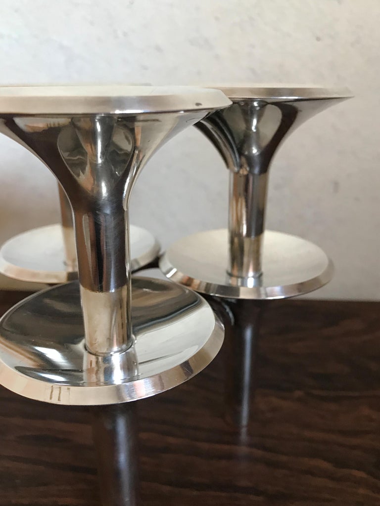 Ceasar Stoffi and Fritz Nagel Silver Plated Candleholders, 1960s For Sale 7