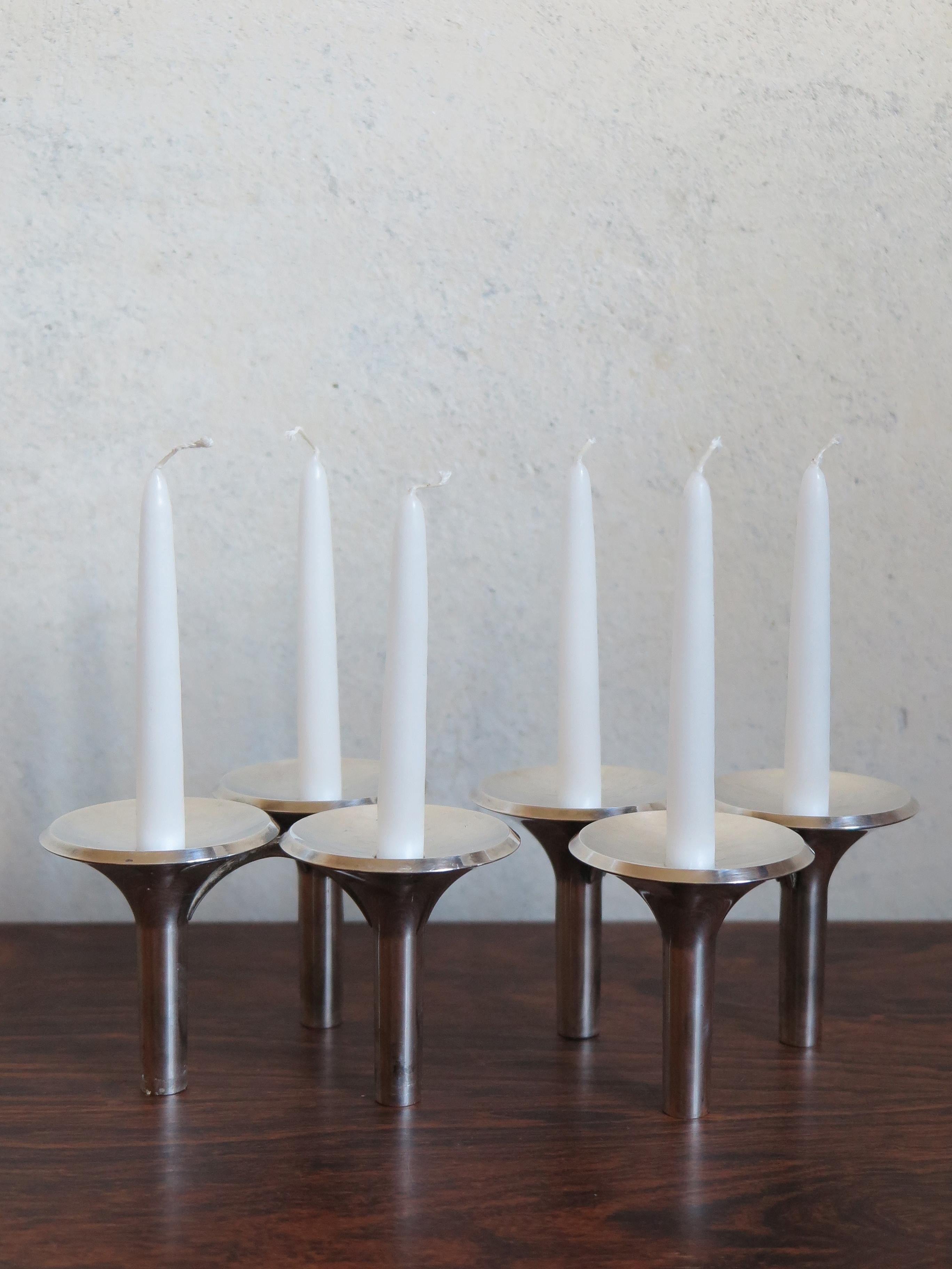 German Ceasar Stoffi and Fritz Nagel Silver Plated Candleholders, 1960s For Sale