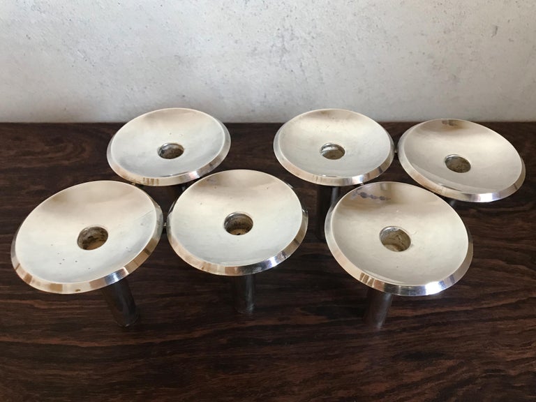 Ceasar Stoffi and Fritz Nagel Silver Plated Candleholders, 1960s For Sale 2