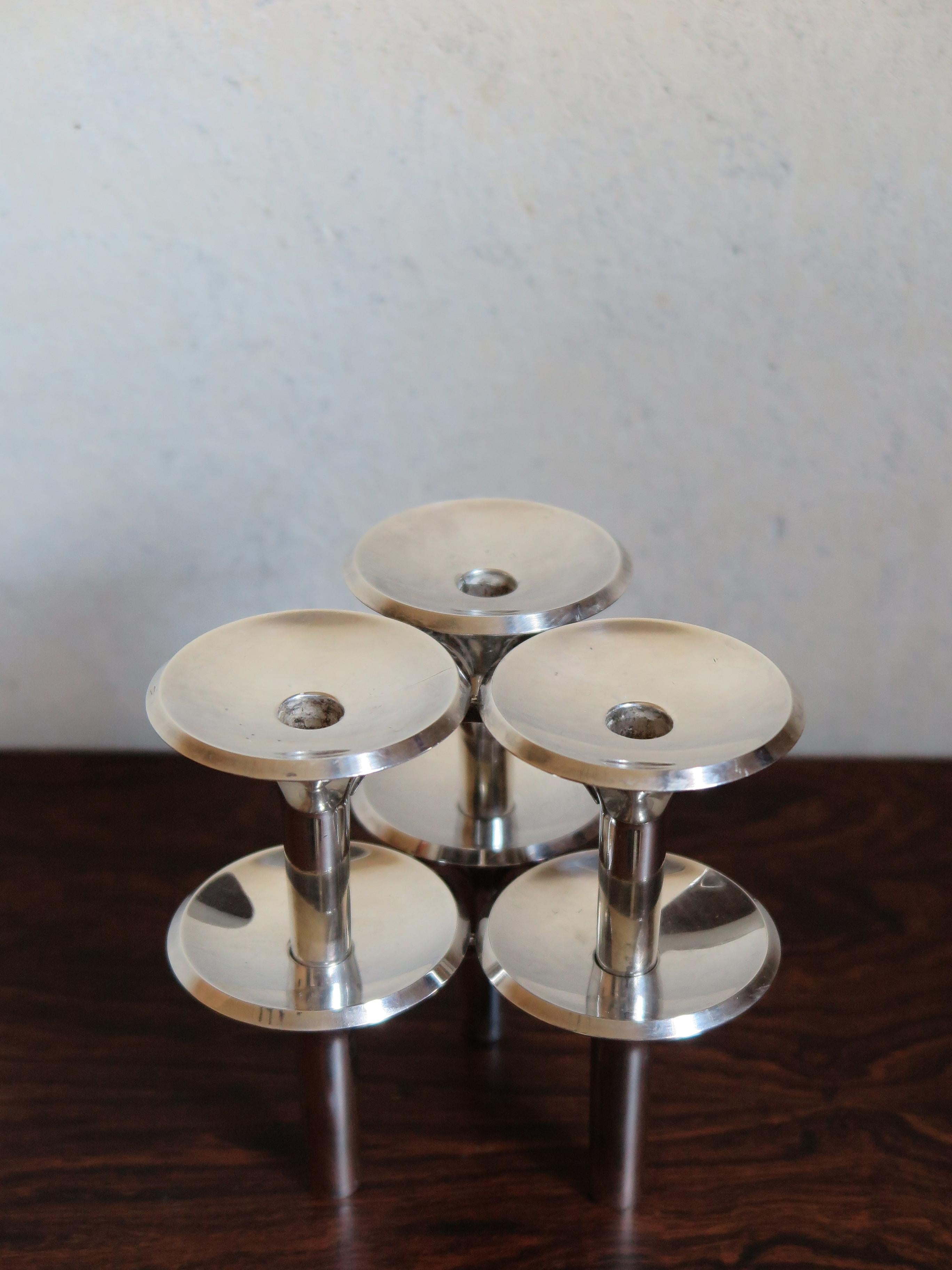 Ceasar Stoffi e Fritz Nagel Candleholders for BMF in Chromed Metal, 1960s For Sale 3