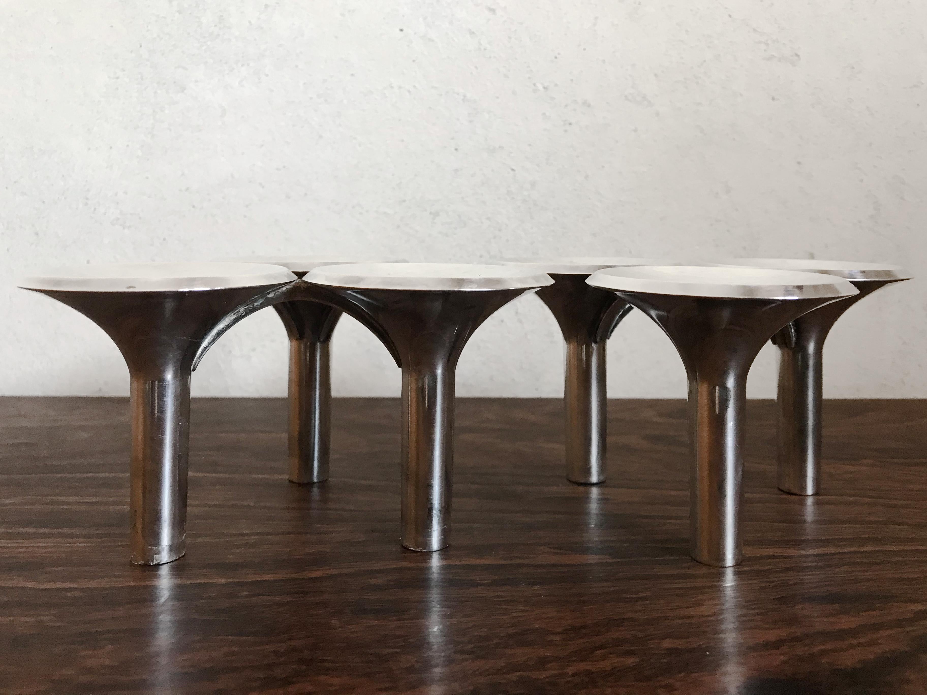 Ceasar Stoffi e Fritz Nagel Candleholders for BMF in Chromed Metal, 1960s In Good Condition For Sale In Reggio Emilia, IT