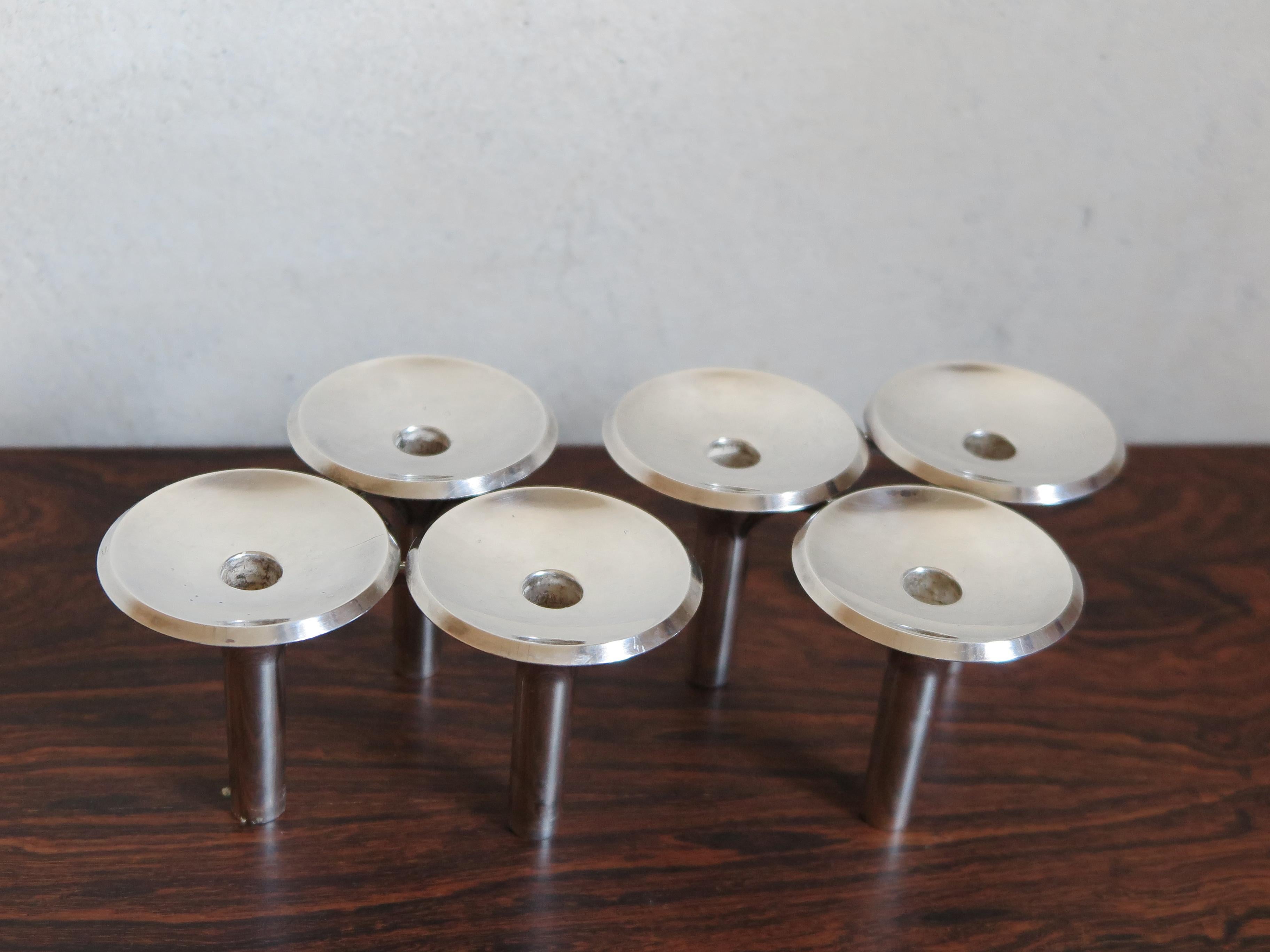 Mid-20th Century Ceasar Stoffi e Fritz Nagel Candleholders for BMF in Chromed Metal, 1960s For Sale