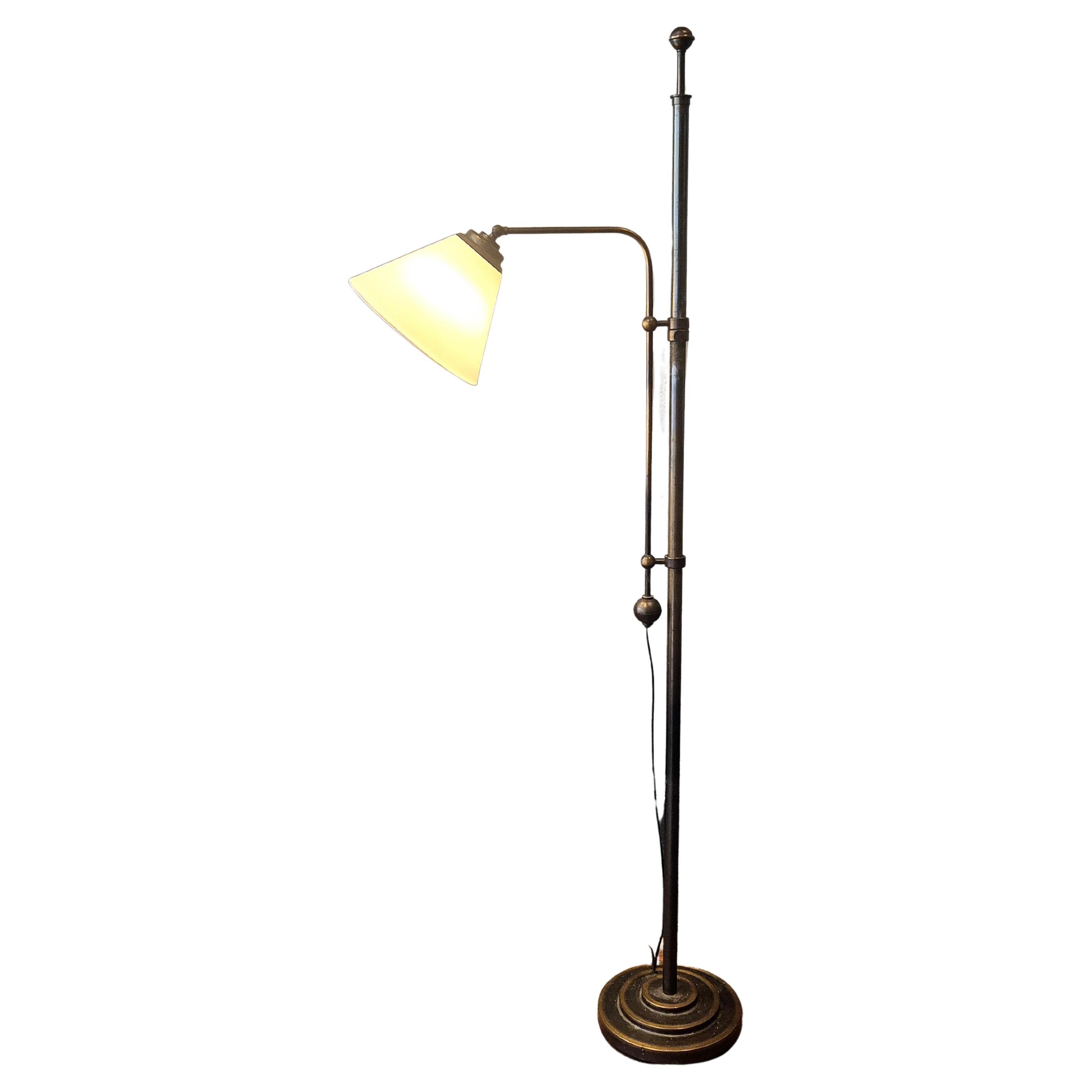 CeBe floor lamp in solid bronze, Swedish Grace / Art Deco 1930s For Sale
