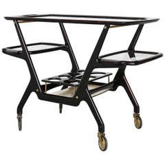 Cesare Lacca Bar Cart Serving Trolley Cassina, Italy, 1950