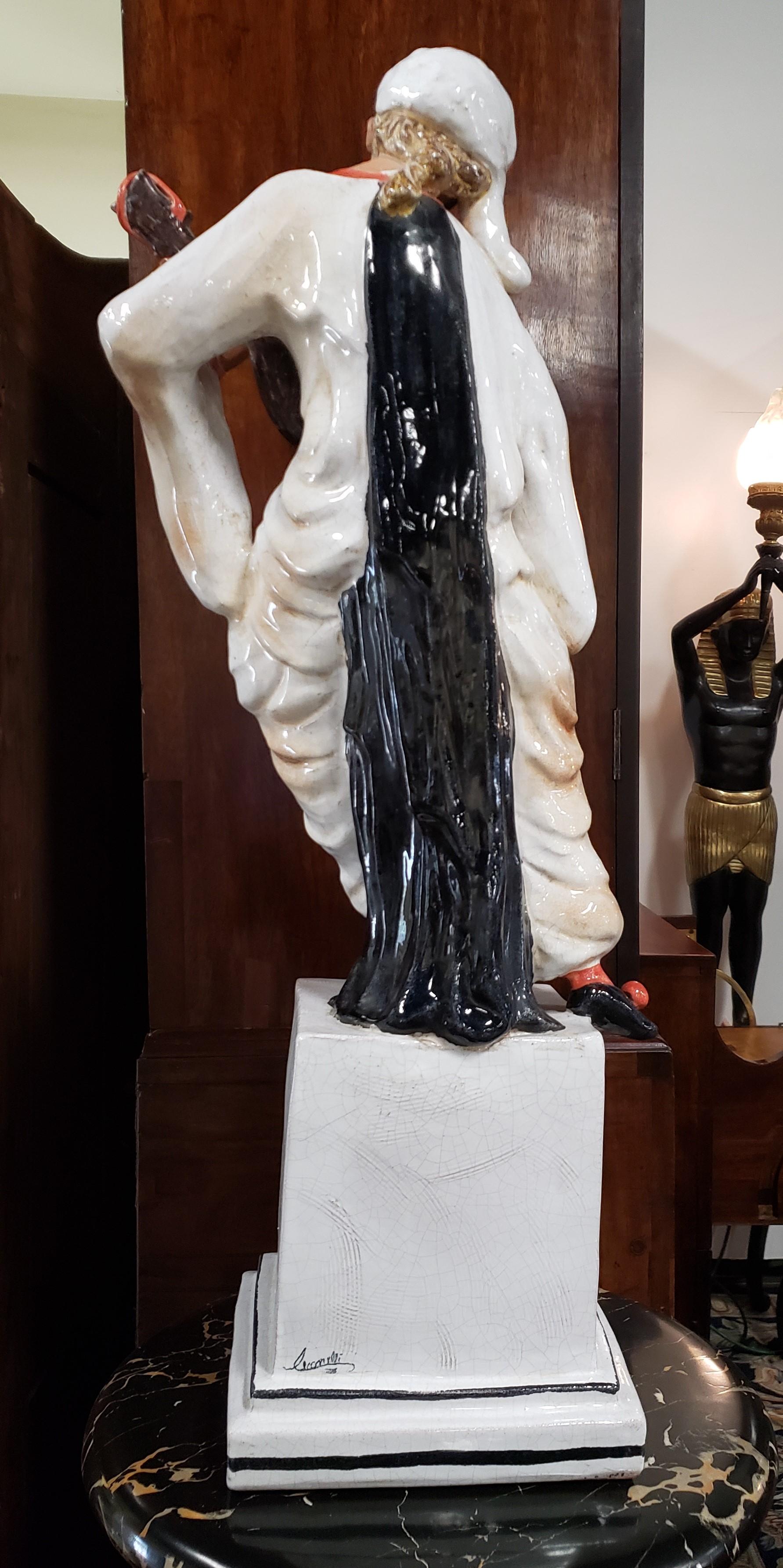 Modern Ceccarelli, Italian Ceramic Pulcinella Statue