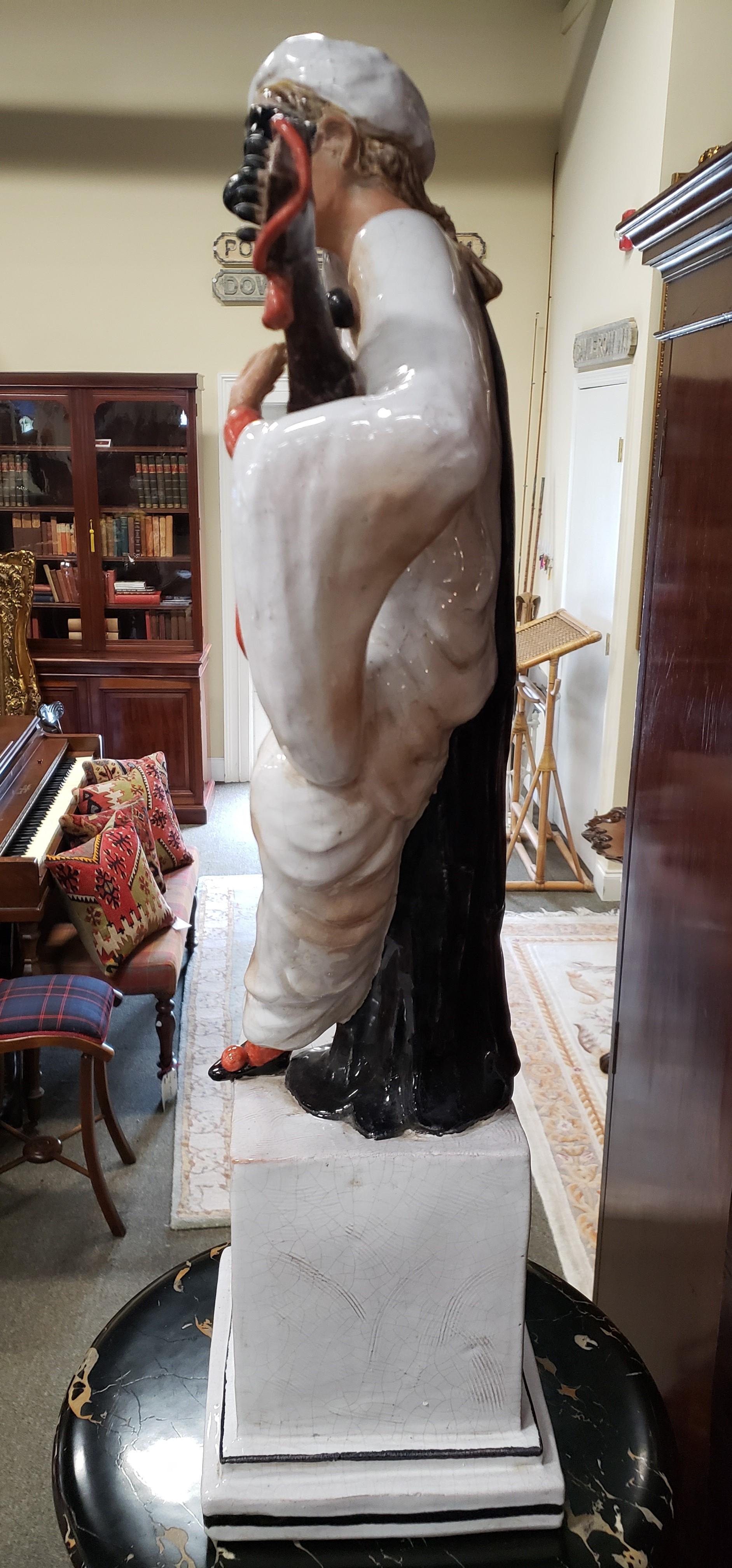 Hand-Painted Ceccarelli, Italian Ceramic Pulcinella Statue