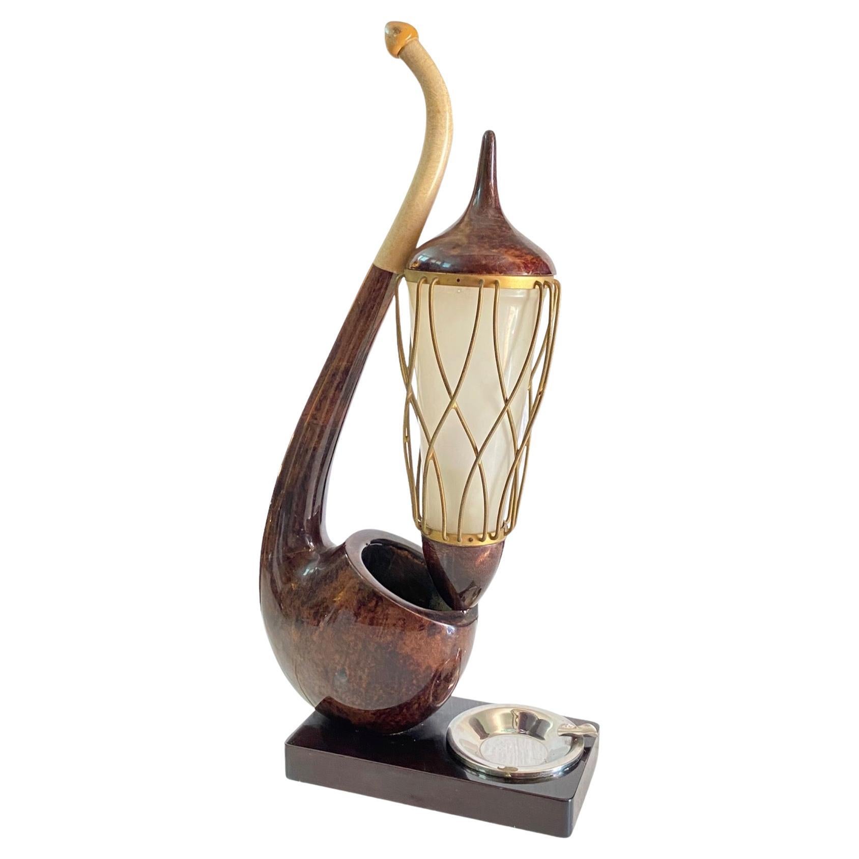 "Ceci N'est Pas Une Pipe" goatskin lamp by Aldo Tura for Tura Milano For Sale