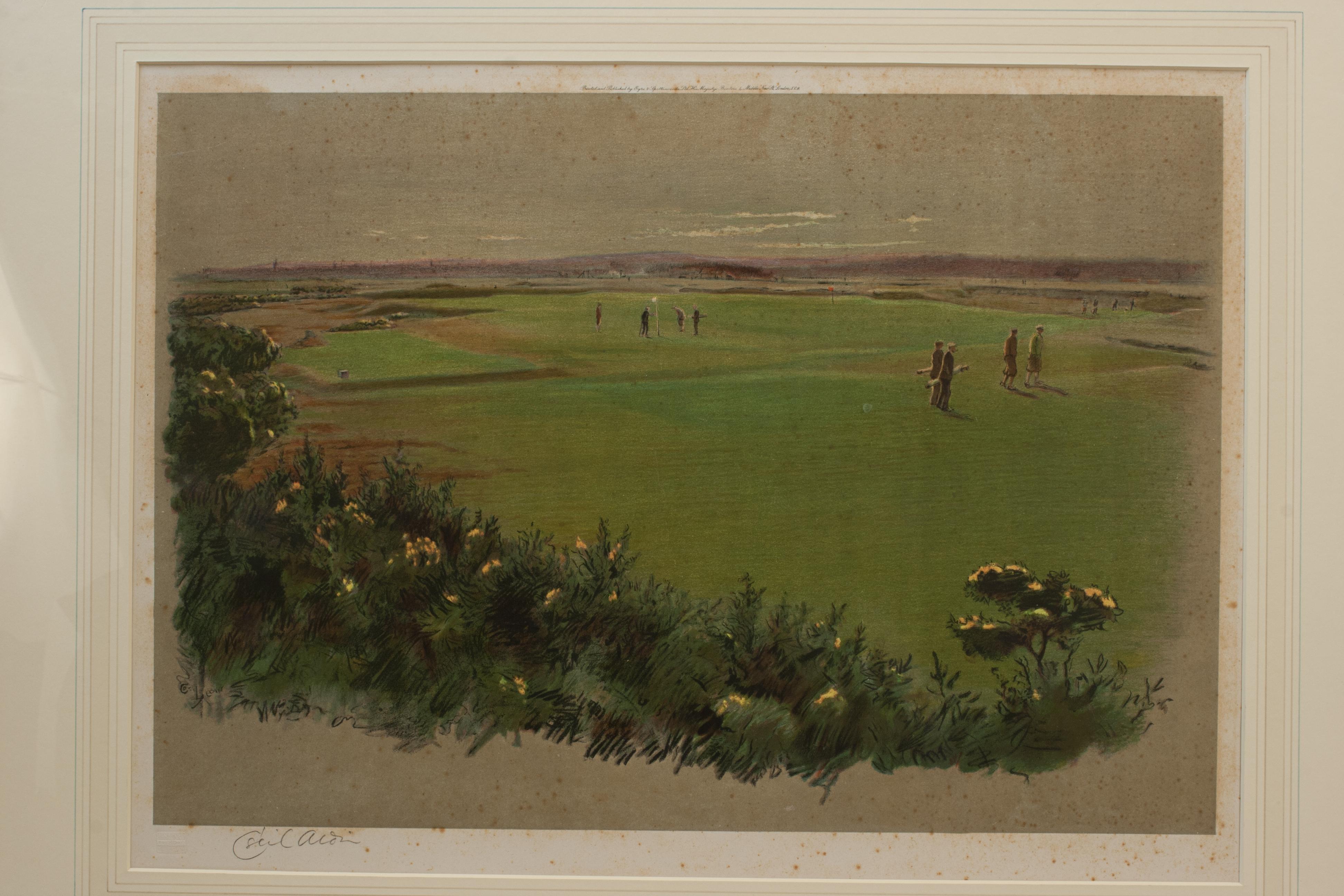 Cecil Aldin Golf Foto De St Andrews en Bueno estado para la venta en Oxfordshire, GB