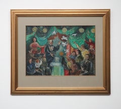 The Magician. New York Ashcan School Magic Entertainment Watercolor Painting