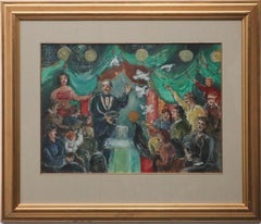 The Magician. New York Ashcan School Magic Entertainment Watercolor Painting