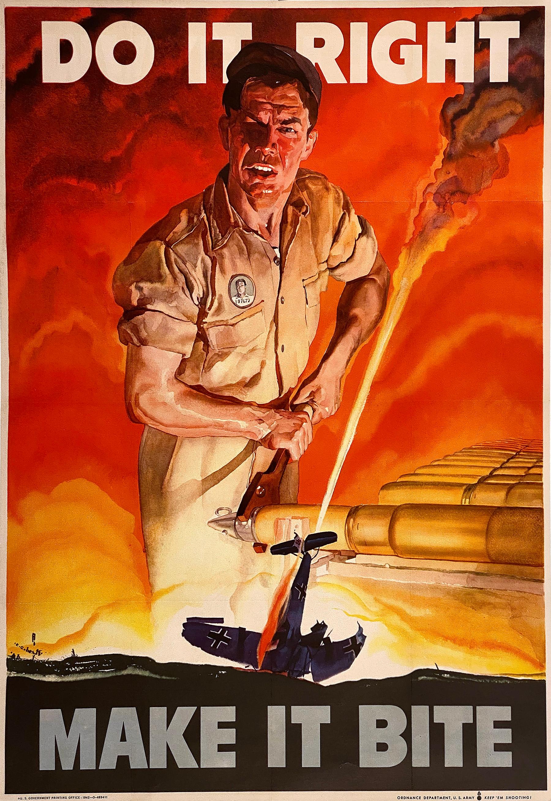 Poster originale della seconda guerra mondiale Do it Right Make it Bite Bomber di CC Beall