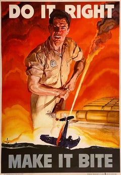 Poster originale della seconda guerra mondiale Do it Right Make it Bite Bomber di CC Beall