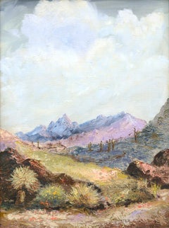 Desert Mountain Landscape in Oil on Canvas