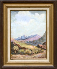 Paysage de montagnes du désert à l'huile sur toile