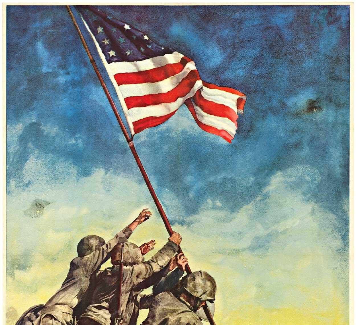 Original Large format 7th War Loan Now All Together, WW2 vintage poster, Marines - Print by Cecil Calvert Beall