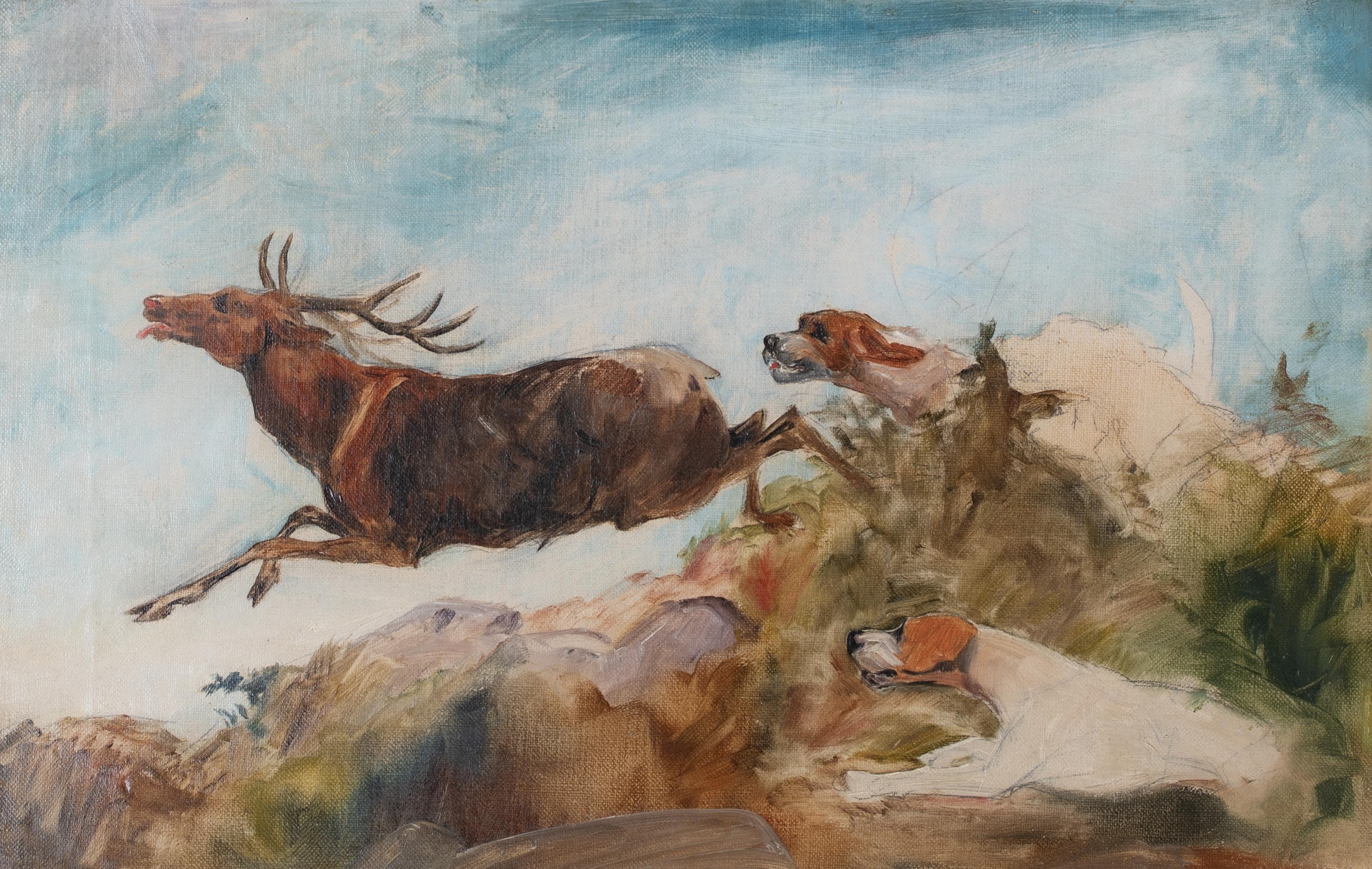 The Stag Hunt, 19th Century

by Cecil ALDIN (1870-1935) sales to $20,000

19th Century Stag Hunt scene with hounds in close pursuit, oil on canvas by Cecil Aldin. Good quality and condition example of the sporting painters work in its original