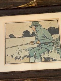 English Victorian 19th Fisherman, seated by the riverside