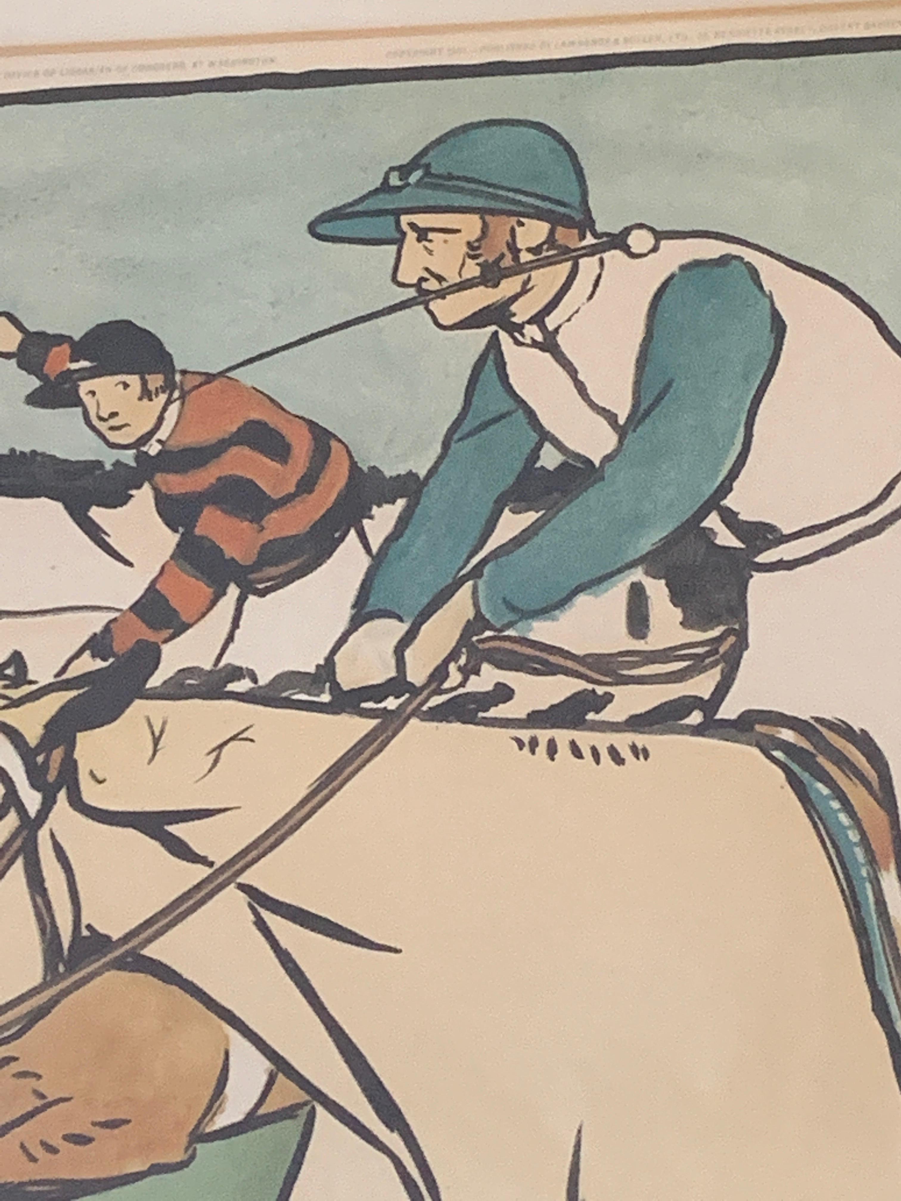 Englische viktorianische Pferderennenszene des 19. Jahrhunderts mit Jockeys (Viktorianisch), Print, von Cecil Charles Windsor Aldin, R.B.A.