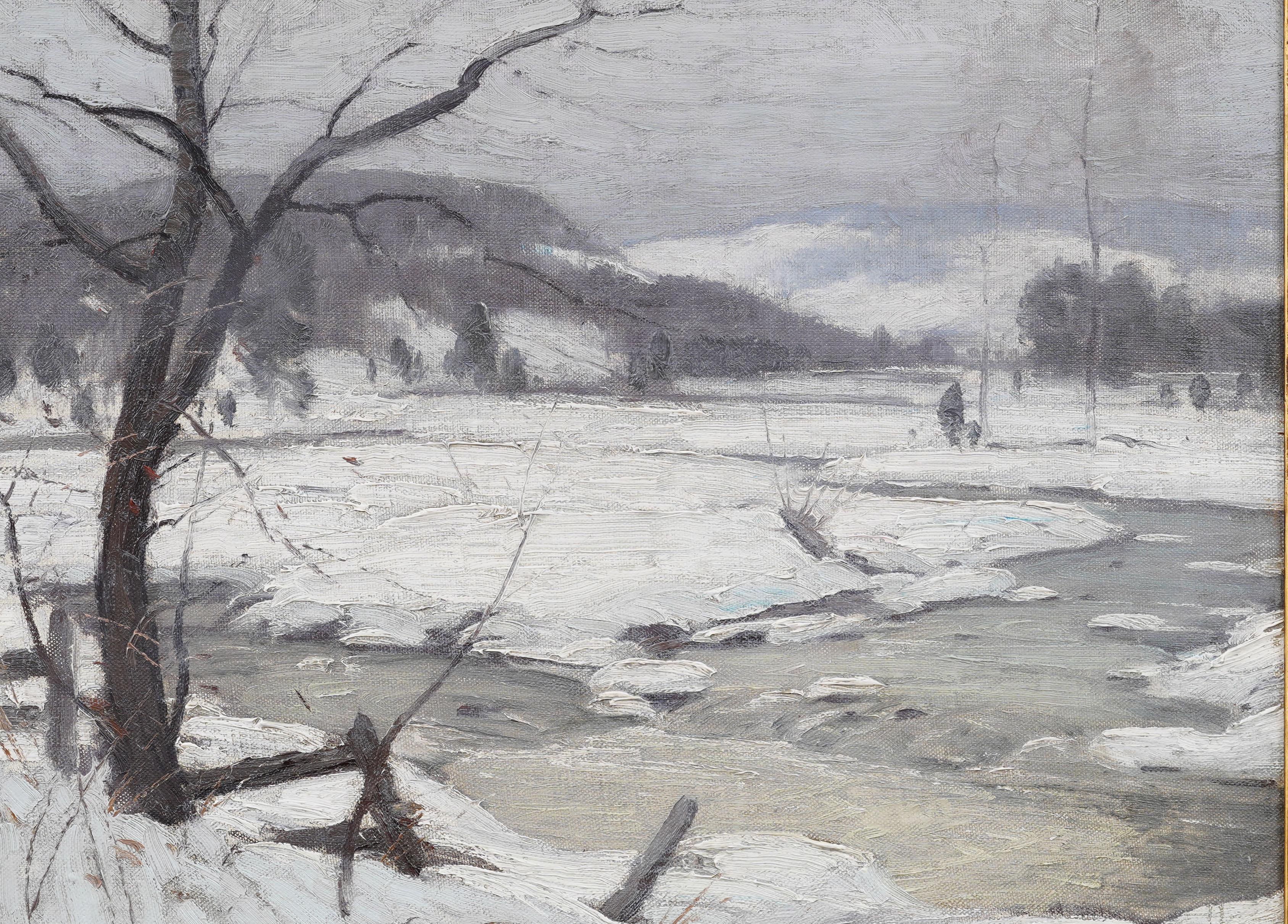 Antikes amerikanisches impressionistisches Landschaftsölgemälde von Cecil Chichester (1891 - 1963). Öl auf Leinwand. Gerahmt. Unterschrieben.  Messen: 19 von 23 Zoll insgesamt, und 16 von 20 Malerei allein.  In ausgezeichnetem Originalzustand.