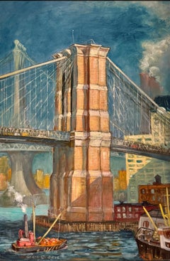 Puente de Brooklyn NYC Escena americana Realismo social Moderno de mediados del siglo XX WPA