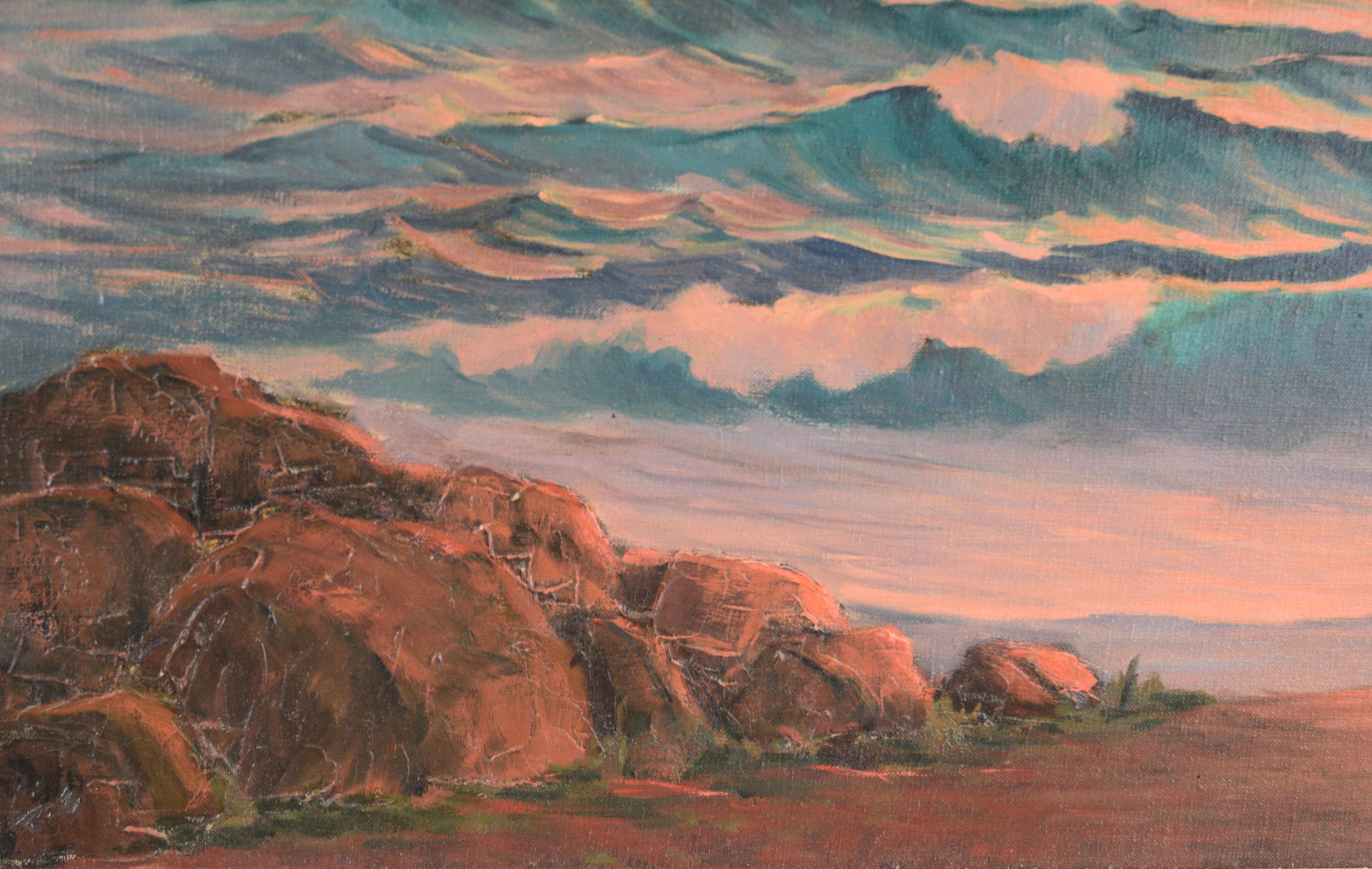 « Jeune coucher de soleil doré » - Paysage marin près de Manresa en vente 2