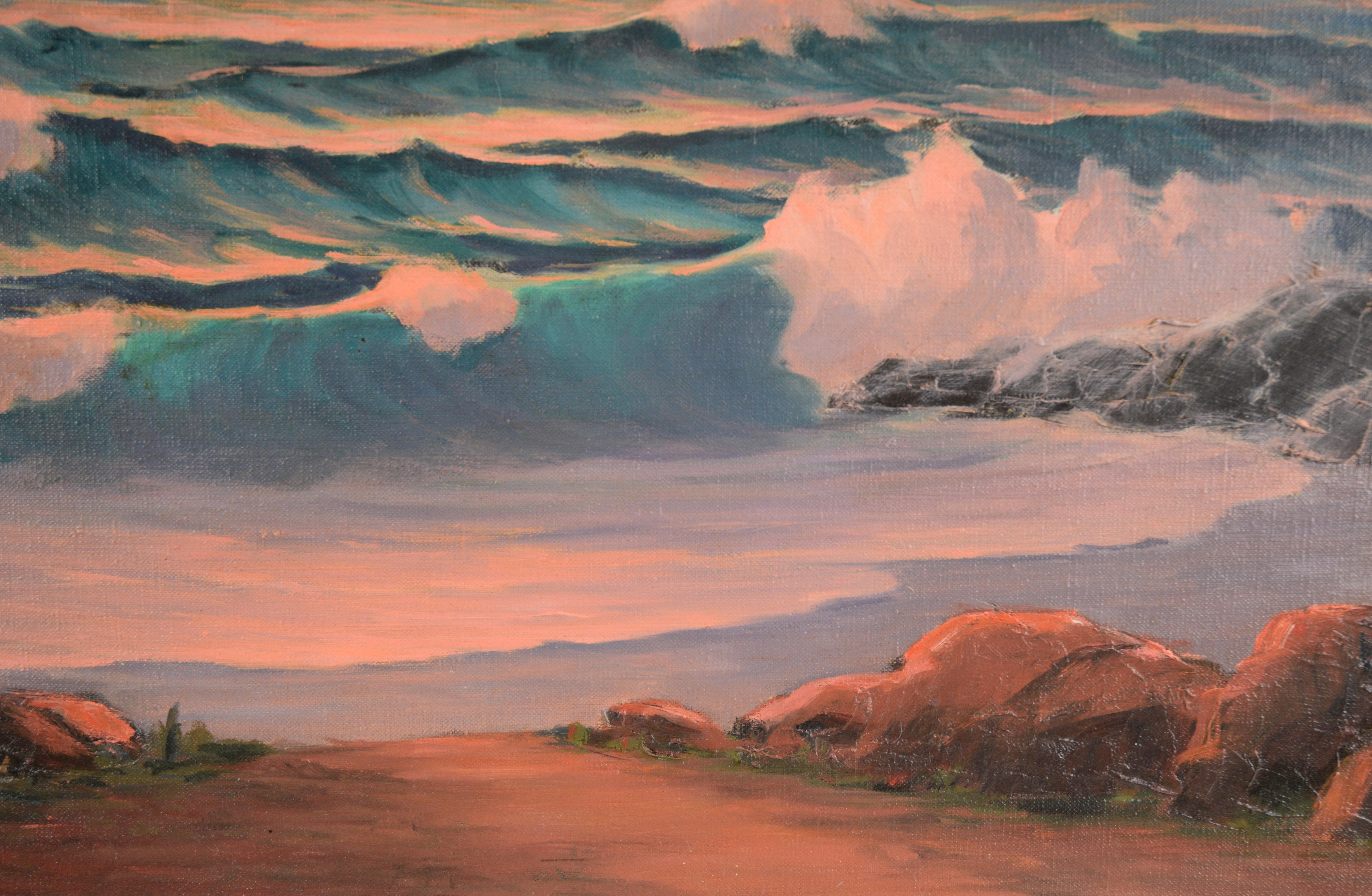« Jeune coucher de soleil doré » - Paysage marin près de Manresa en vente 3