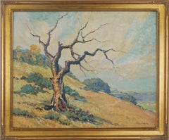 Paysage de la côte californienne du milieu du siècle avec arbre en chêne - "Le dernier socle"