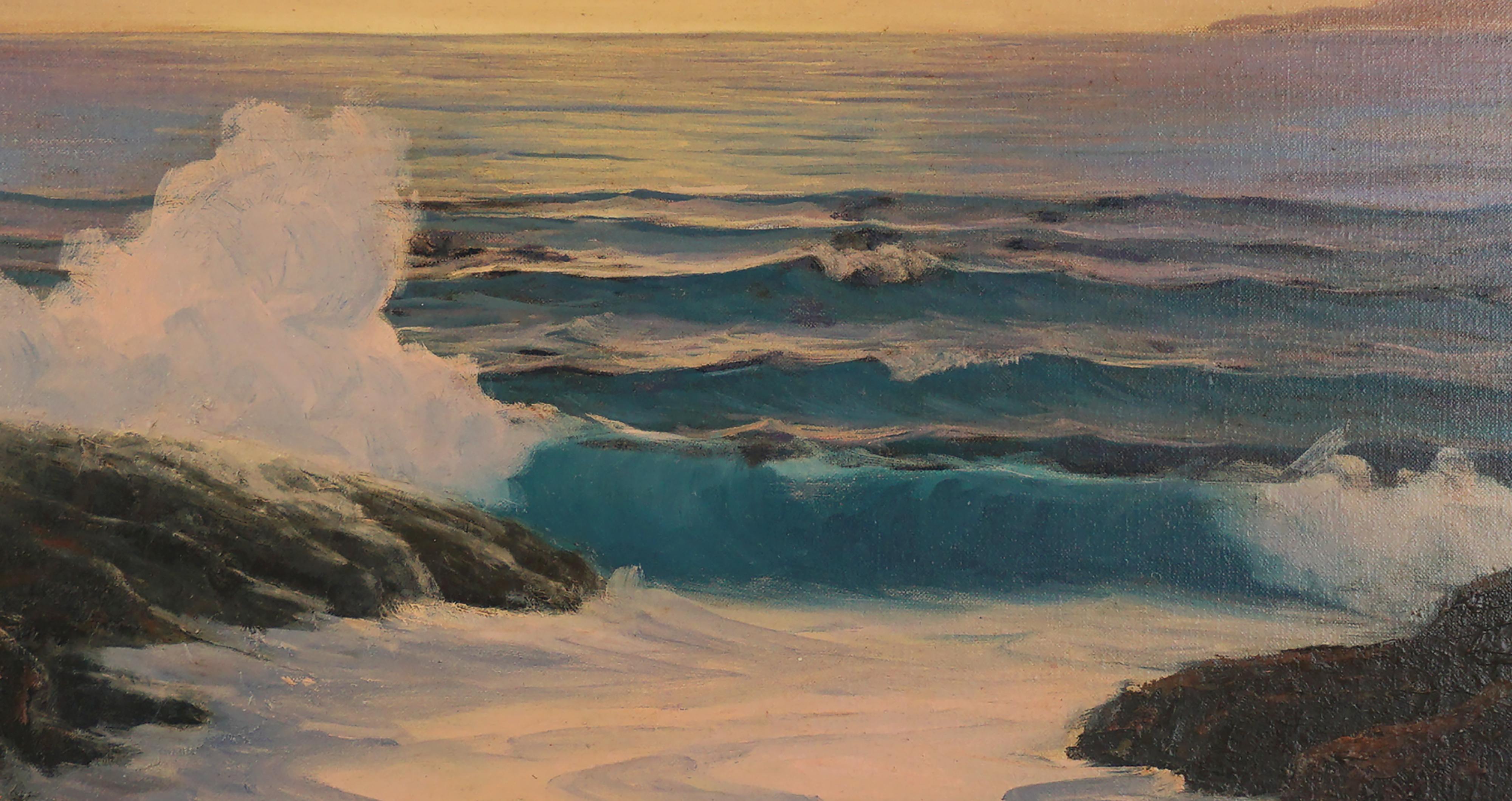 Paysage marin du milieu du siècle dernier - bassin de mariage de Manresa au coucher du soleil - Impressionnisme américain Painting par Cecil F. Chamberlin