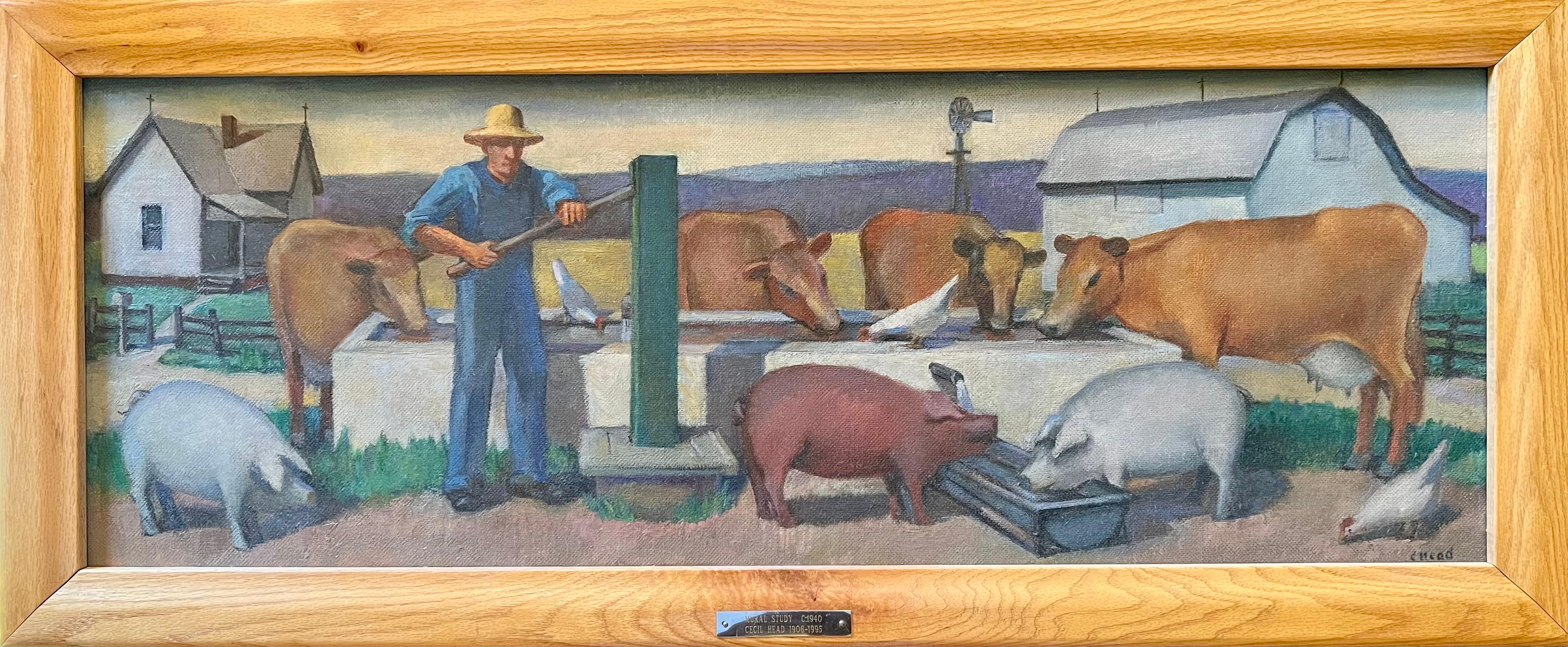 Farm Mural Study - Painting by Cecil Head