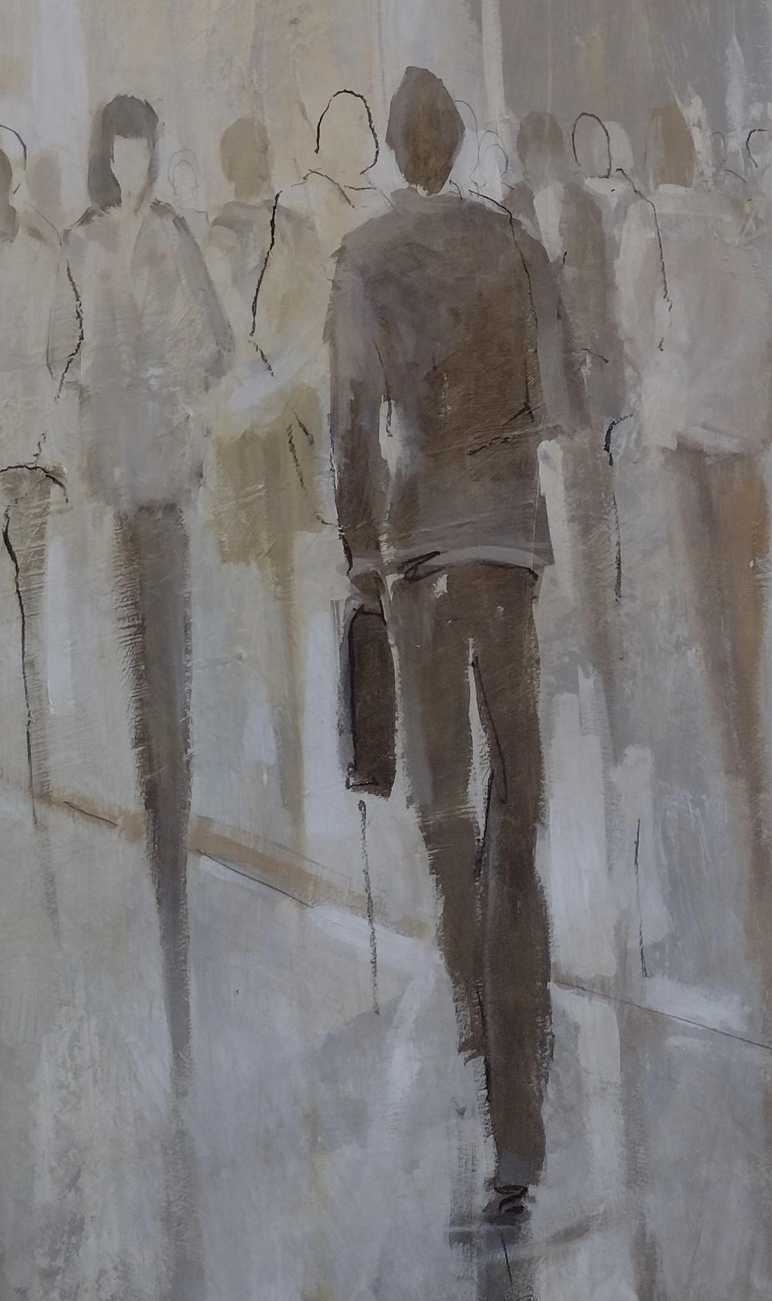 Abstract Figures - Contemporary Original Acrylic on Paper 2023 - Painting by Cecil K. 