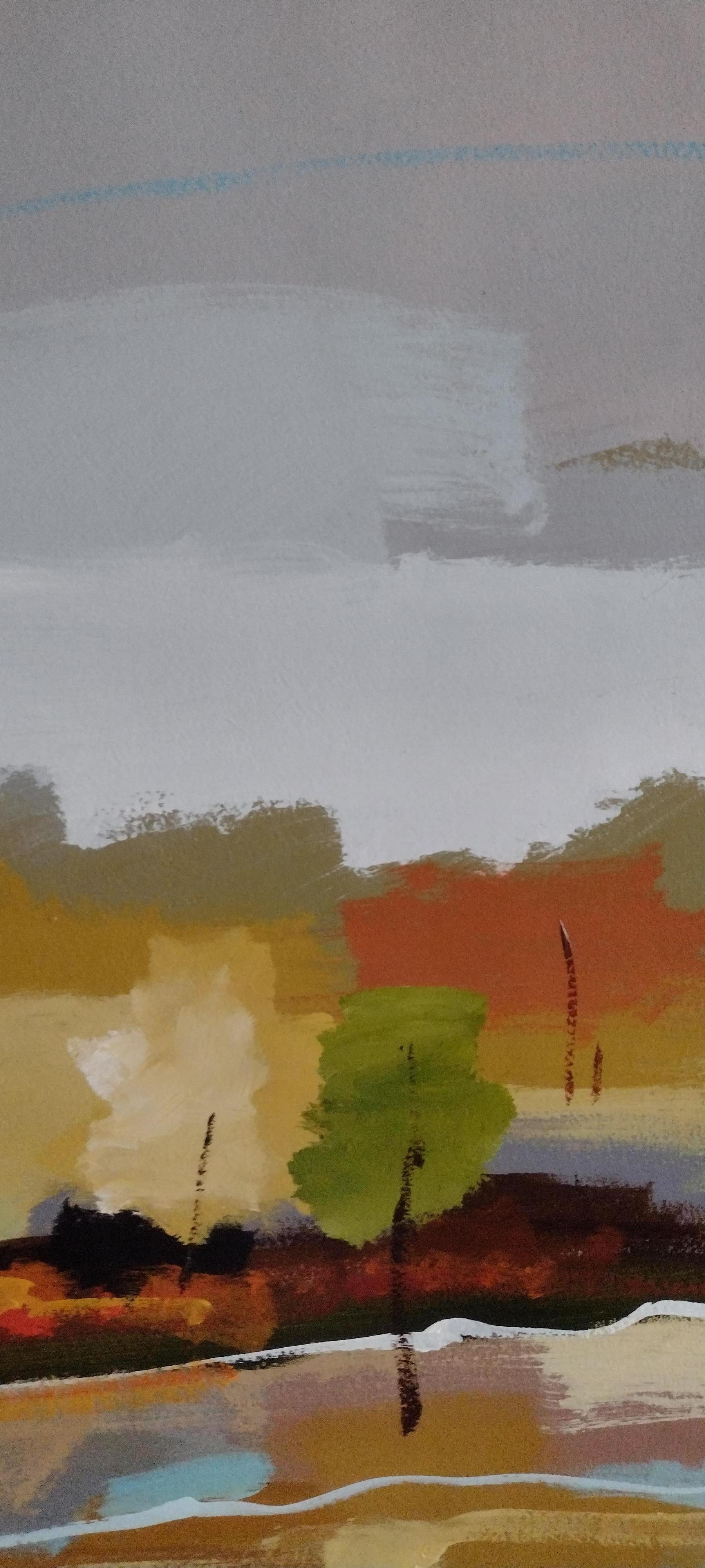 Collective Fondness I - Original Acrylic Landscape on Paper - Painting by Lun Tse 