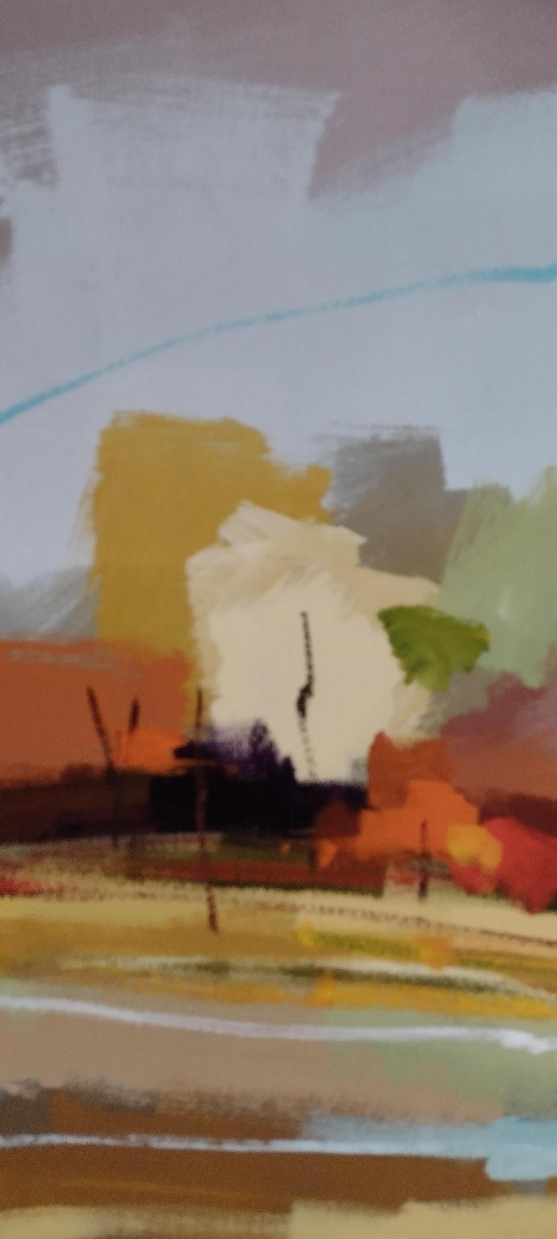 Collective Fondness I - Original Acrylic Landscape on Paper - Contemporary Painting by Lun Tse 