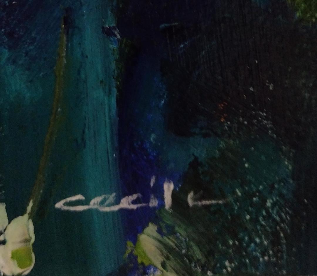 Ode à Monet I - Fleurs originales acryliques contemporaines sur papier - Gris Still-Life Painting par Cecil K. 
