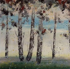 Woodlands – Original Acryl auf Papier mit Bäumen