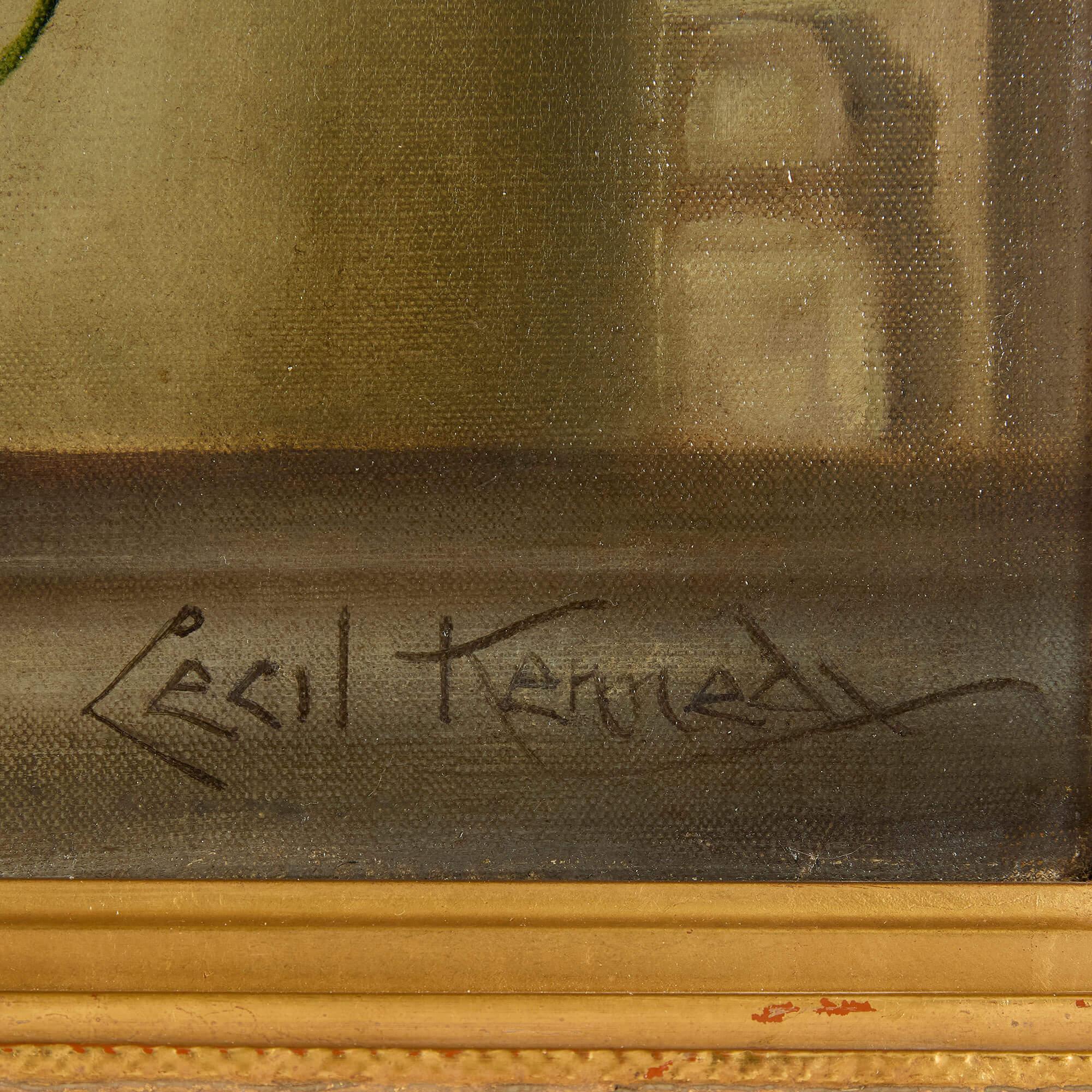 Grande peinture à l'huile de nature morte de bouquets de fleurs britanniques Cecil Kennedy en vente 5
