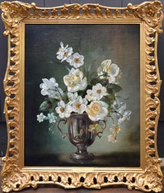 Spring - Floral Still Life of White Daffodils & Roses with Hidden Self Portrait