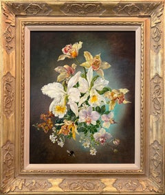Still Life of Orchids with Bumblebee