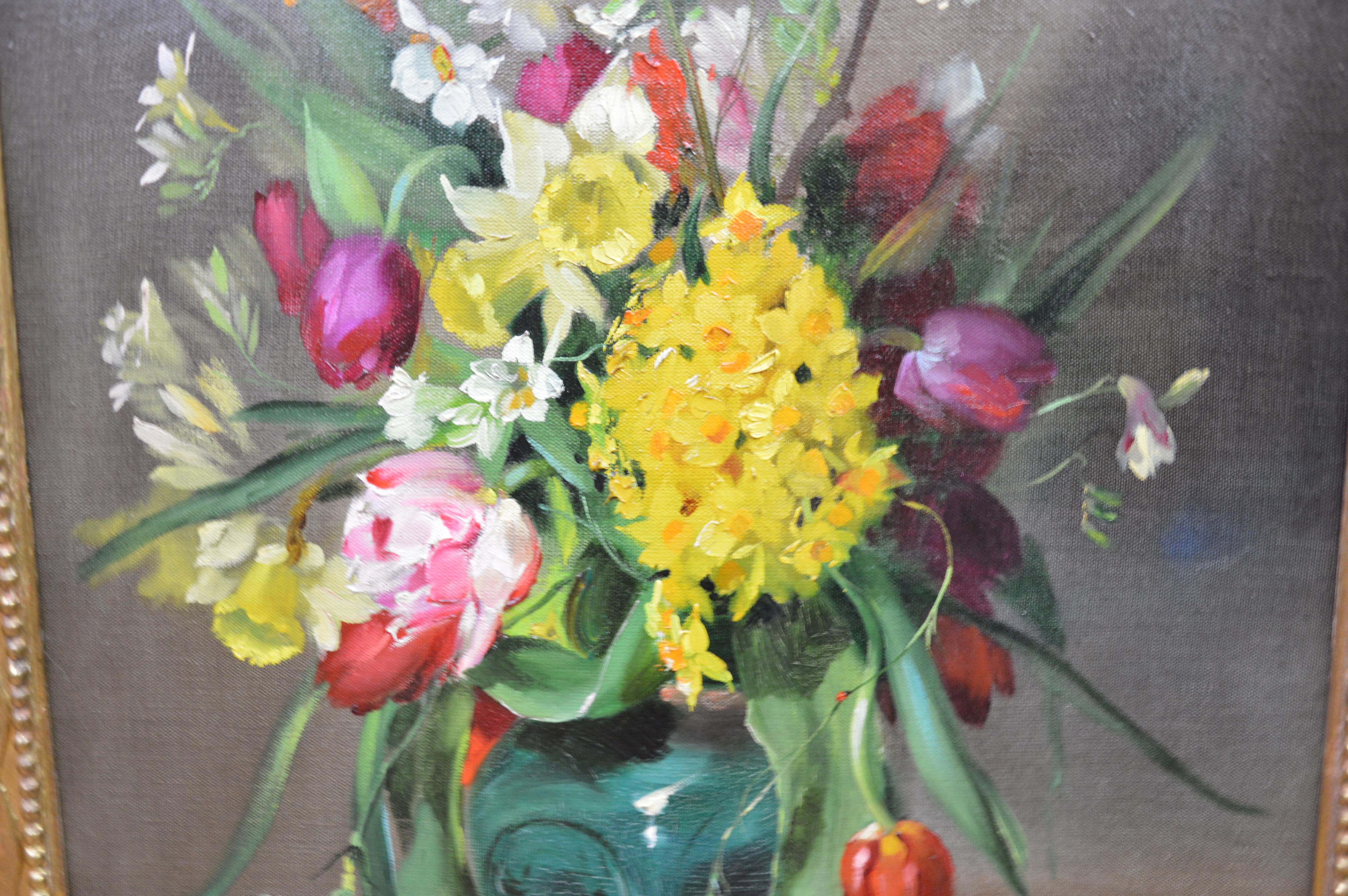 Tulips & Daffodils - Floral Still Life Oil Painting of Spring Flowers 2