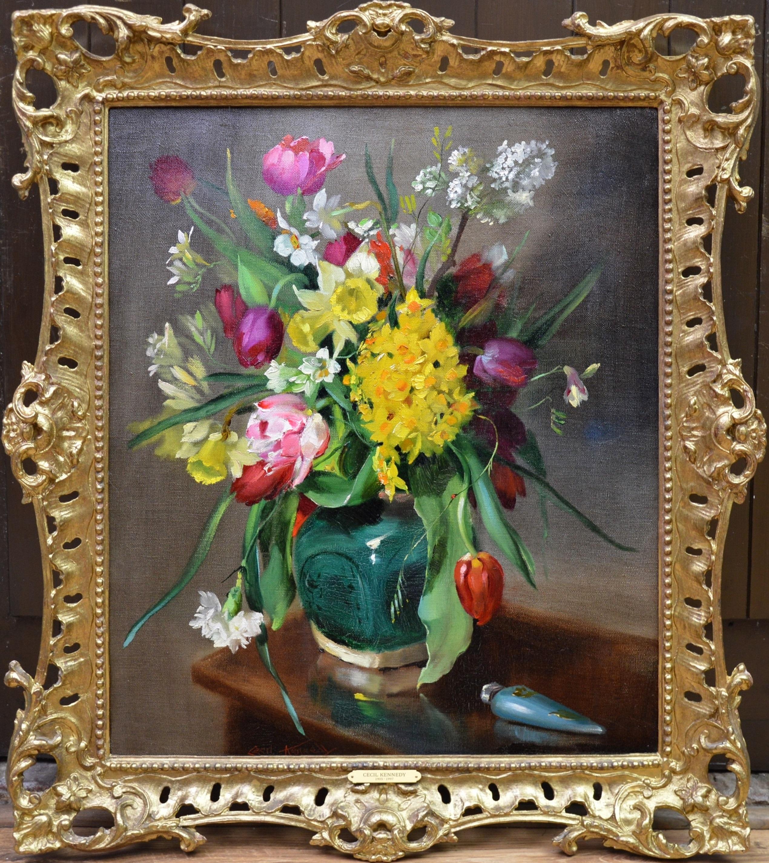 Cecil Kennedy Still-Life Painting - Tulips & Daffodils - Floral Still Life Oil Painting of Spring Flowers