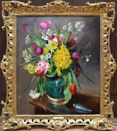 Tulips & Daffodils - Floral Still Life Oil Painting of Spring Flowers